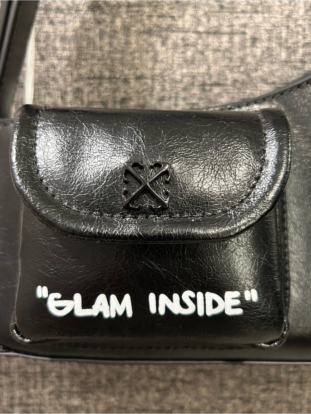 Off-White The Jitney Black Leather Shoulder Bag with White Text - Picture 6 of 16